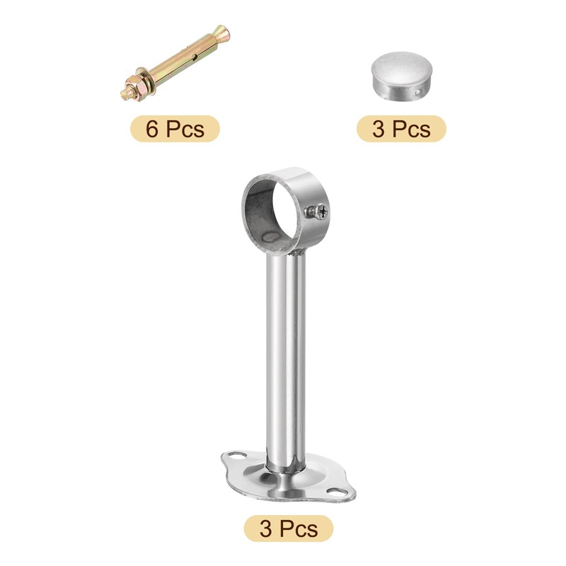 sourcing map 3 Set Ceiling Mount Curtain Rod Bracket, Fit
