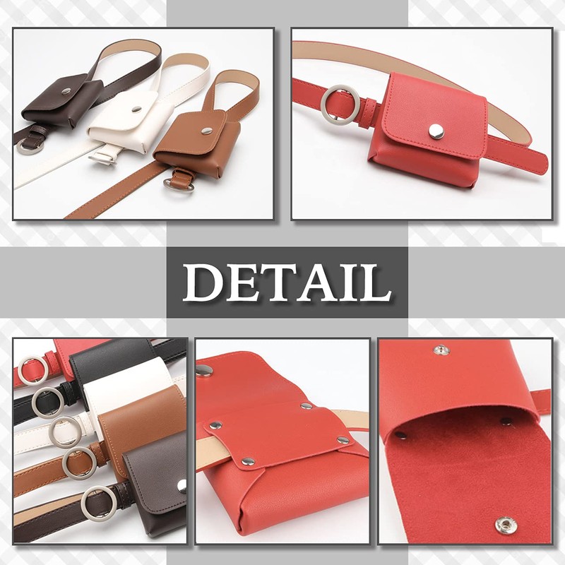 CHROME CRANE BLT036 Women's Leather Belt, Waist Bag, Pouch, Small