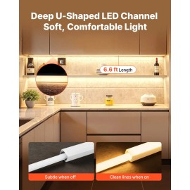 10-Pack 6.6 Ft/2M Plus-Size U Shape LED Aluminum Channel Milky Cover End Caps Mounting Clips Flex Sheet Panel LightDefault: Default