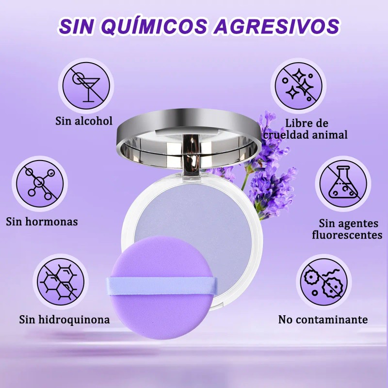 Base Maquillaje Polvo Compacto Matte Con Espejo Lavanda
