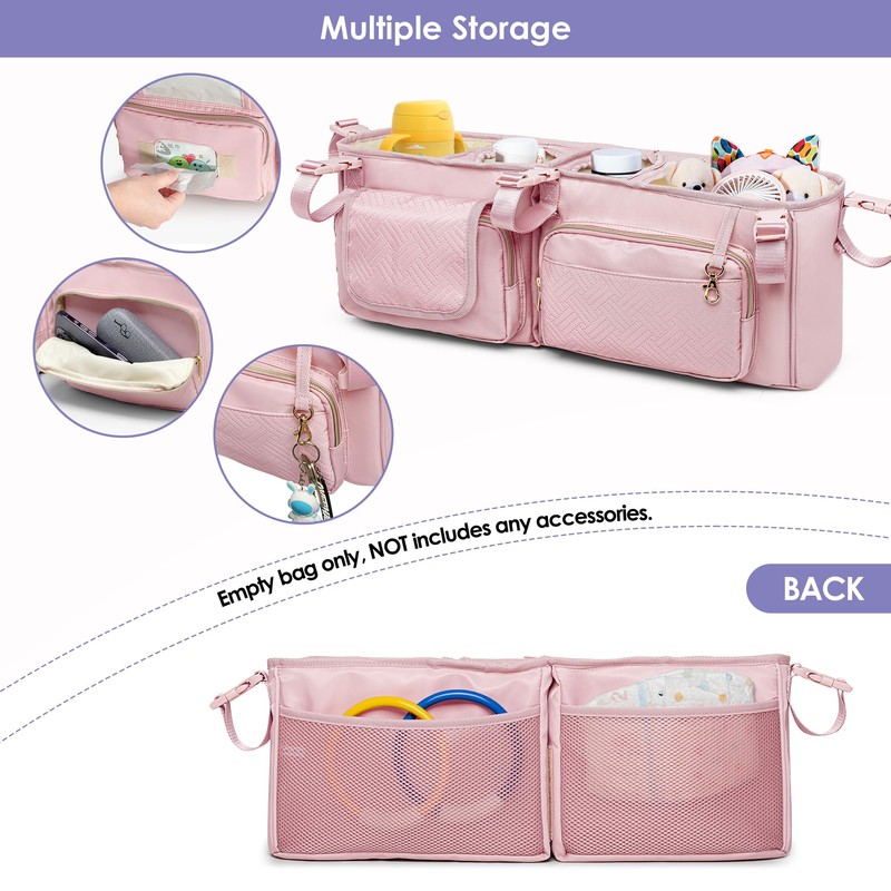Prokva Double Stroller Organizer Compabitle with BOB Duallie and Baby