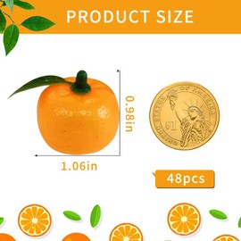 VIOCIWUO Fake Orange Fruit Artificial Tangerine Mini Orange with Leaves for Home Kitchen Table Decoration Handmade Doodle DIY Baby Shower Decor 48Pcs