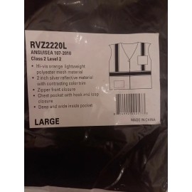 Pyramex RVZ2220 Orange Class 2 Hi-Vis Reflective Chest Pocket Safety Vest Size L