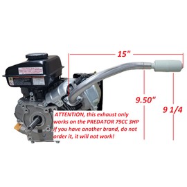 Center Rear Exhaust With Muffler for: Predator 3HP 79cc from harbor freight tool