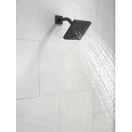 Delta Faucet Modern 5-inch Single-Spray Shower Head, Black Square Shower Head, High Pressure Shower Head, 1.75 GPM Flow Rate, Matte Black RP101846BL