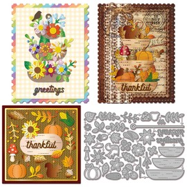 GLOBLELAND Blumenständer Metall Stanzformen Herbstblätter Scrapbooking Prägeschablonen Stanzschablone Herbstpflanze Papierpräge Stanzschablonen Set Für Kartenherstellung DIY Scrapbooking Fotoalbum