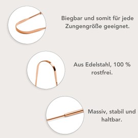 AyurRevitalis® Zungenschaber, Zungenkratzer - Ayurveda Mundhygiene Kupferfarben gegen Mundgeruch für guten Atem, im Travelcase