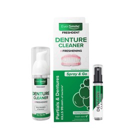 FreshDent Denture & Partial Cleaner - On The Go Dental Cleaning & Teeth Whitening Spray. Kills Bacteria & Freshens Bad Breath Mint Flavored (2pk)