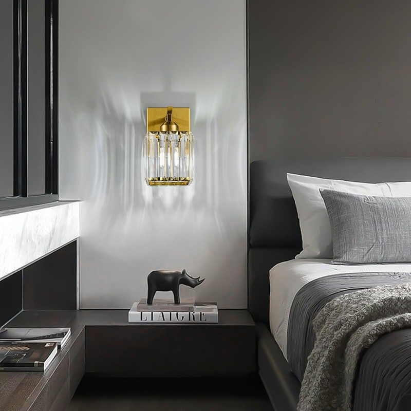 FDPBY Wall Sconces Crystal Gold Wall Sconce Set of Two