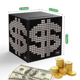 Primo Lines Piggy Bank for Adults,10000 Savings Challenge Box, Money Saving Box 10,000 with Counter for Savings Goal $3000 $5000, Unbreakable Metal Cash Box with Money Target, Kakeibo Money Box 4.75in