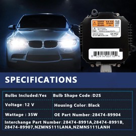 BULIAZY 2 Sets 28474-89904 HID Xenon Headlight Ballast w/ Igniter & D2S Bulb for Nissan Altima, 350Z, Maxima, Murano, Rogue,for Infiniti G35, G37, FX35- Replaces 28474-8991A 28474-89907 NZMNS111LANA