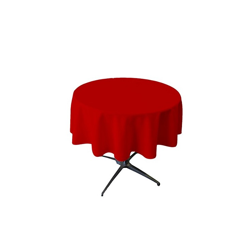 LA Linen Polyester Poplin Round Tablecloth, 58", Red