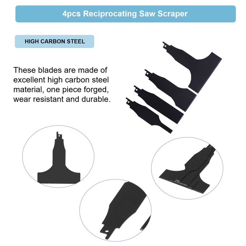 4 x Reciprocating Saw Scraper Blade, Scraping Tool Attachment Reciprocating