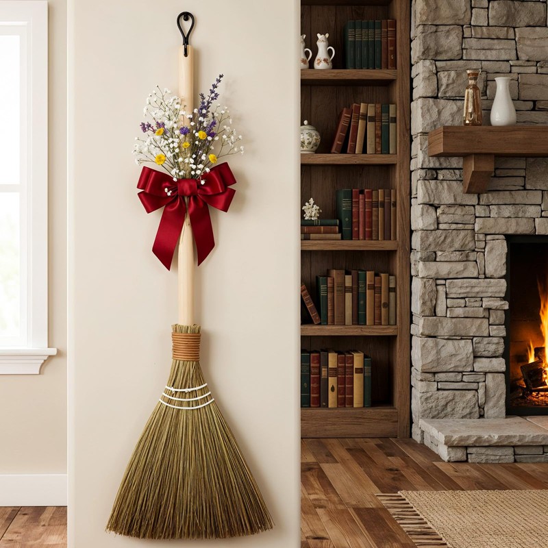 Ckhoid Wedding Broom for Jumping Ceremony, Handmade Natural Whisk Broom