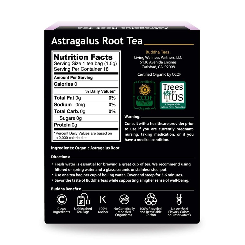 Buddha Teas Organic Astragalus Root Tea - OU Kosher, USDA