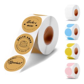 Etiquetas Térmicas Directas Circulares 2×2 PuLG. (rollo 750) Color Café