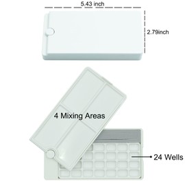 Portable 28-Well Watercolor Paint Palette, Small Plastic Paint Tray for Artists, 360 Degree 3-in-1 Multifunctional Plastic Art Palette