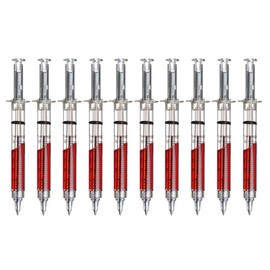 noTrash2003 Set of 10 Ballpoint Pens in Syringe Shape Various Colours (Set of 10 Red)