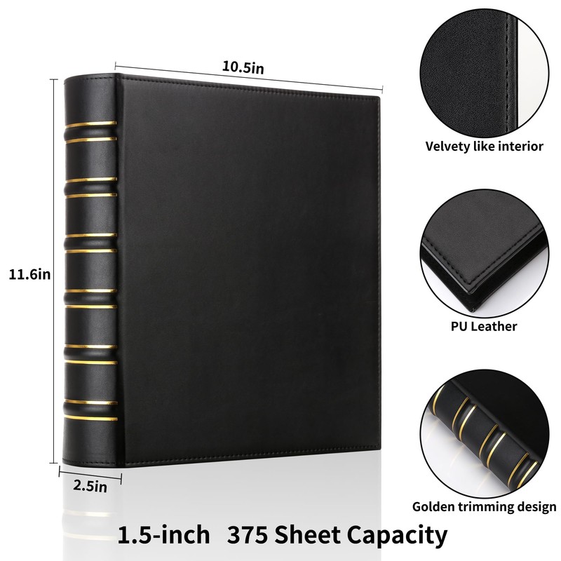 LETVPVOW Vintage Hardback 3 Ring Binder 1.5 Inch, Professional Leather