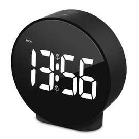 Sxhlseller 4 Inch LED Alarm Clock for Bedroom - Adjustable Brightness, Dual Alarm, 12/24H Display, Compact Digital Clock with Snooze Function, USB Powered (Black)
