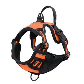 No Pull Dog Harness, Adjustable, Breathable, Reflective, Soft Padded Dog Harness, Chest Harness for Dogs (Orange, M)