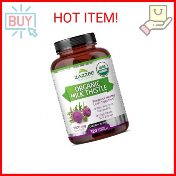 Zazzee USDA Organic Milk Thistle 30:1 Extract, 7500 mg Strength,