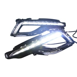 BIXIBIN For 2015 2016 2017 Hyundai Sonata 9th Gen LED Fog Lights, Clear Lens, Black Housing, LED Front Bumper DRL Daytime Running Lamps