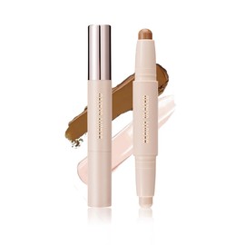 Double head contour stick, Highlight & Contour Bronzer Stick, durable and waterproof contour stick set, facial makeup contour face cream(01#Bronzer contour and glow sticks) ﻿