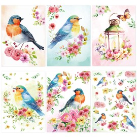 Spring Greeting Cards with Envelopes Bird Floral Card for Party Favors All Occasion Supplies 12Pcs