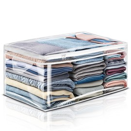 1 Pack 20 Gallon Large Storage Bag for Clothes, Zipper Clothing Storage Bag, Clear Organizer with Reinforced Handles, for Comforters Blankets Pillows Bedding