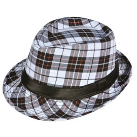 Plaid Design Fedora Gangster Hat