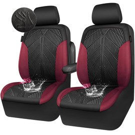 CAR PASS Waterproof Black Red Car seat Covers Front Seat Covers Neoprene Wetsuit,All-Weather Non-Slip Durable,Universal Fit for SUV Sedan Truck Automotive,Armrest Airbag Compatible,Emboss Black Red