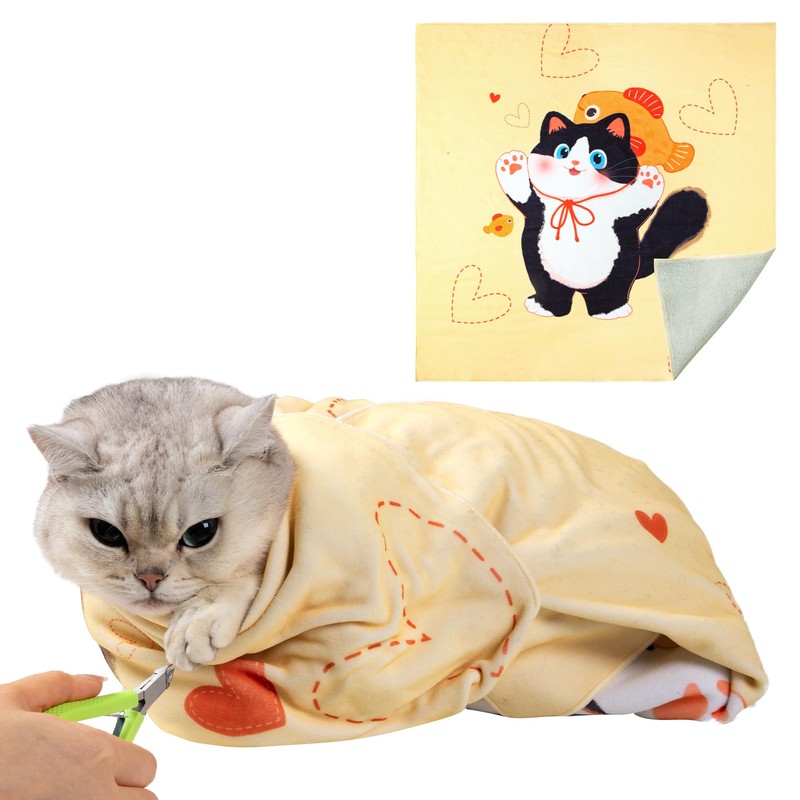 Cat Grooming Wrap,Anti-Escape Cat Wrap for Grooming,Self-Adherent Soft Cat Blanket