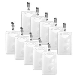10 x Karteo ID Case With Metal Clip/Card Case Horizontal or Vertical Vinyl Plastic Transparent Flexible for 1 A Card (86 x 54 mm) Pocket Wallet Identity ID Card Pass Badge ID Holder Card Holder Card Case Holder Clips for ID Card Service Credit Card Debit