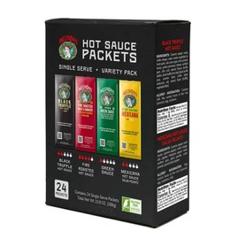 Melinda's Melinda’s Hot Sauce Packets - Travel/Work Friendly - Single Serve - Variety Pack - Black Truffle, Fire Roasted, Green Sauce, Mexicana - 24 Single Serve Packets - 10.80 OZ