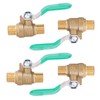 4pcs 1/4in Ball Valve Thicken Double External Thread Brass Drain