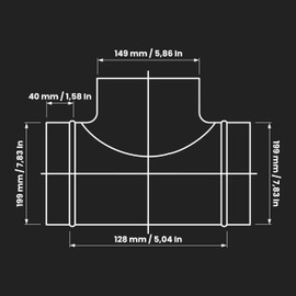 8" Inch to 6" Inch Branch T-Shape Ducting Splitter - 90 Degree Galvanized Steel 3-Way Dust Collection Fitting - Branches for Exhaust Fan - Ducting Adapter - Duct Hose Connector