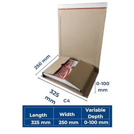 AKAR Book Wrap Mailer (325x250 + 100mm) C4 Postal Boxes for Posting Packaging & Secured Shipping | Protective Corrugated Cardboard Mailer cover from the edges | Perfect for Books, Catalog, Diary (10)