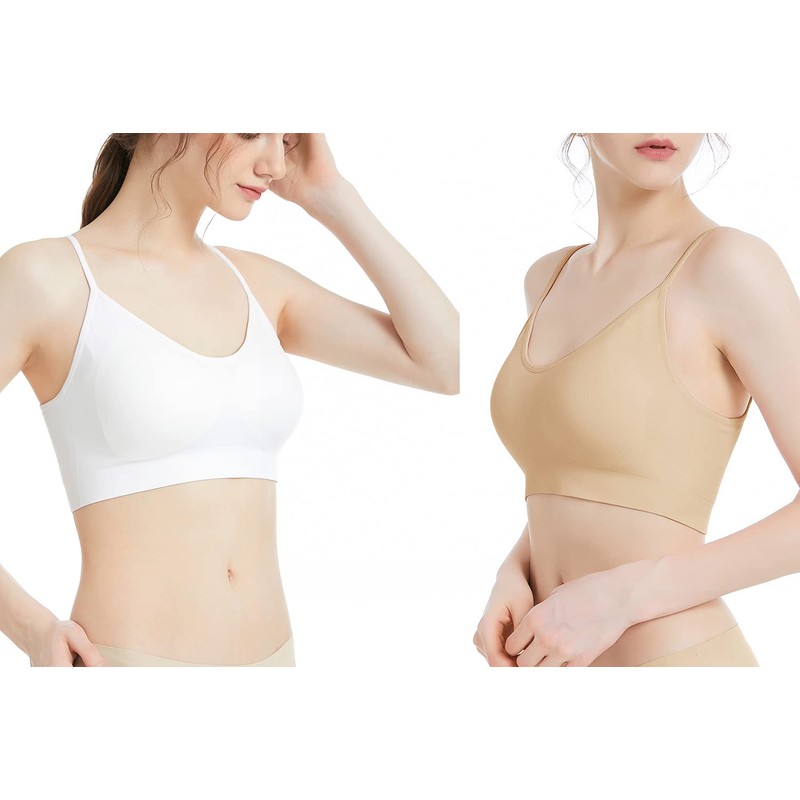 Comfyin Bralette Acolchado para Mujer, Tirantes para Dormir, sin Costuras,