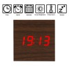 ThreeH Digital Alarm Clock,Wood LED Light Mini Cube Desk Alarm