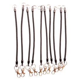 nico nimo Slim Holder (Black) with Hooks, 13.0 inches (330 mm) (Set of 10), Spiral Cord, Coil Strap, Commercial Use, Stretchable, Fall Prevention, Anti-Theft, Key Chain, Elastic Strap, Stretchable, Coil Strap, Key Holder, Anti-lost