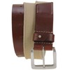 HC Men's Premium Leather Belt with Fabric Insert, dark brown