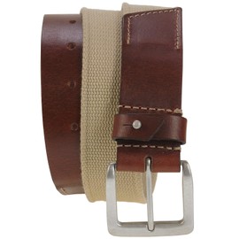 HC Men's Premium Leather Belt with Fabric Insert, dark brown