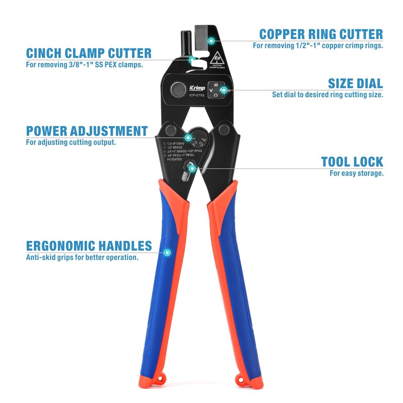 iCrimp ICP-CT02 PEX Crimp Fitting Removal Tool for Removing 1/2-in,