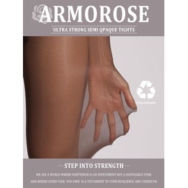 ARMORESE Indestructible Tights for Women, Rip Resistant Pantyhose, 40D Semi Sheer T-Crotch Control Top Stockings