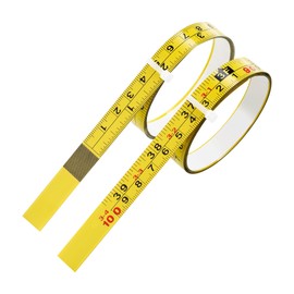 2 Packs Steel Self-Adhesive Measuring Tape, Right to Left Reading 100cm or 39-Inch Imperial and Metric Ruler Tape, 1/2-Inch Peel and Stick Tape Measure for Woodworking, Saw, Drafting Table, Yellow