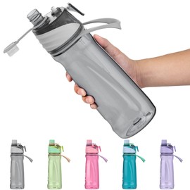 Healter 650 ml Nebel-Wasserflasche mit Sprühnebel, für Outdoor-Hydration, Radfahren, Klettern, Wandern, Bergsteigen, Fitnessstudio, Grau