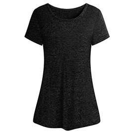 Cucuchy Womens Yoga Tops Flowy Fitness Workout Shirts Short Sleeve Activewear (XX-Large, Black-2)