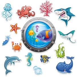 Cruise Refrigerator Magnets - 15PCS Ocean Door Ship Magnets, Sea Animal Cruise Magnet Decor, Cabin Magnetic Stickers Carnival Party Supplies Car Fridge Accessories