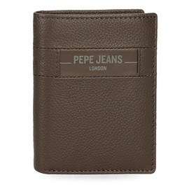 Pepe Jeans Checkbox Vertical Wallet with Wallet, Brown, 8.5 x 10.5 x 1 cm Leather, Brown, Talla única, Vertical Wallet with Purse, brown, briefcase